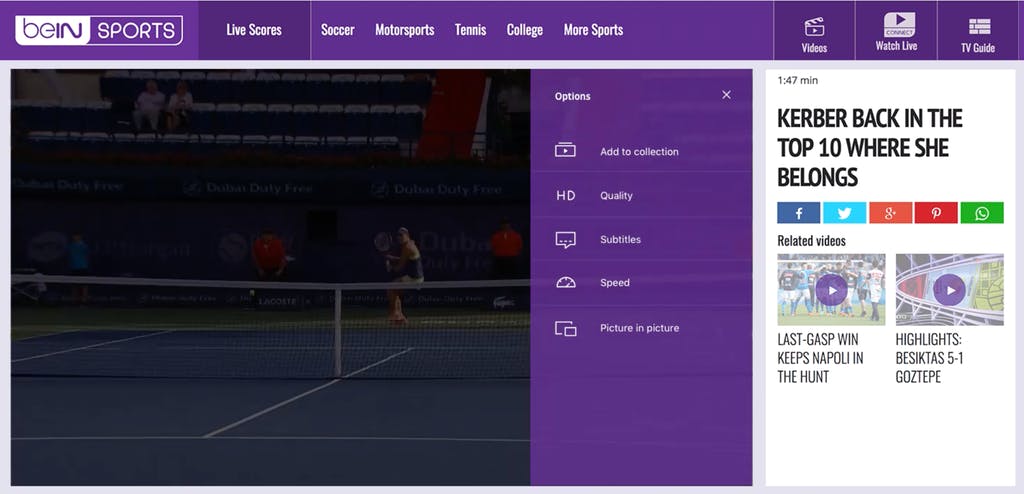 Dailymotion customized Player for beIN SPORTS