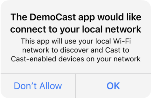 Local Network Prompt Chromecast